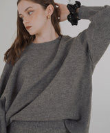 オーバーサイズクルーネックニットトップス＆ニットミニスカート　セットアップニット