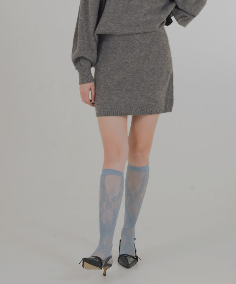 オーバーサイズクルーネックニットトップス＆ニットミニスカート　セットアップニット