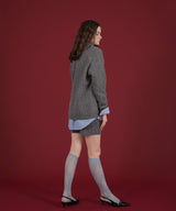 ケーブル編みニットセットアップ/Vネックポロ襟ニットトップス×ショートニットパンツ