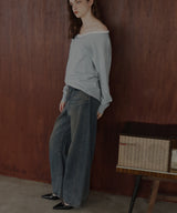 【11月下旬お届け商品】オフショルフリルバイカラーニット