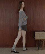 【11月下旬お届け商品】オフショルフリルバイカラーニット