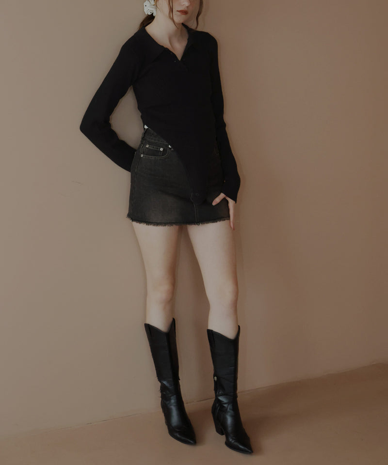 ポロニットボディスーツトップス