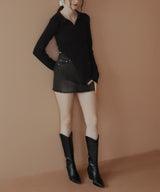 ポロニットボディスーツトップス