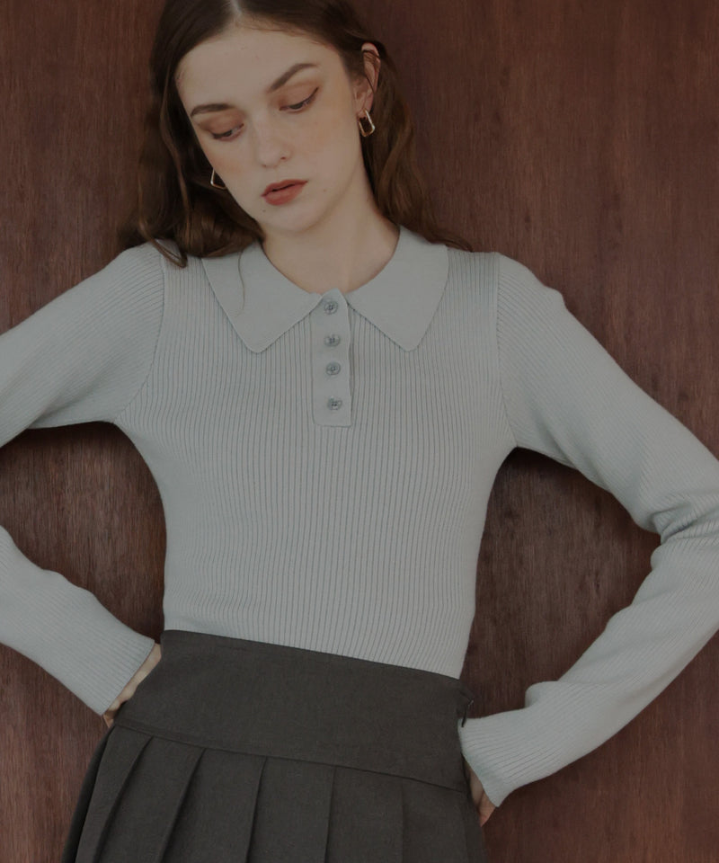 ポロニットボディスーツトップス