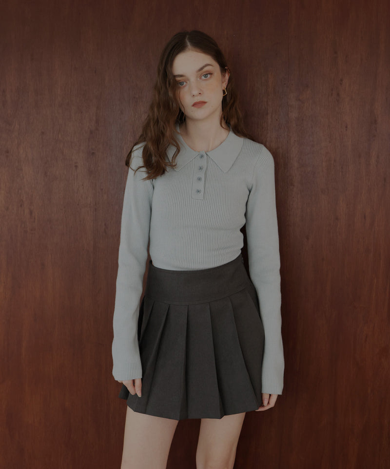 ポロニットボディスーツトップス