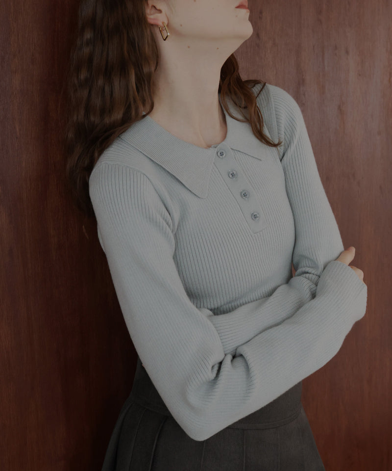 ポロニットボディスーツトップス