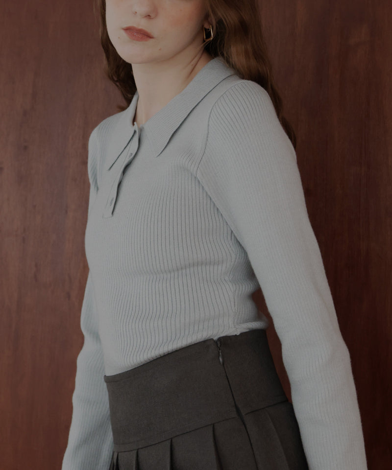 ポロニットボディスーツトップス