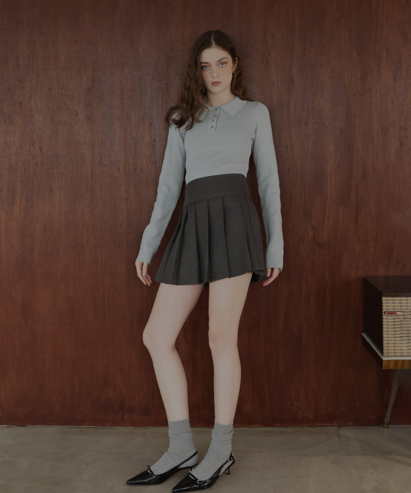 ポロニットボディスーツトップス