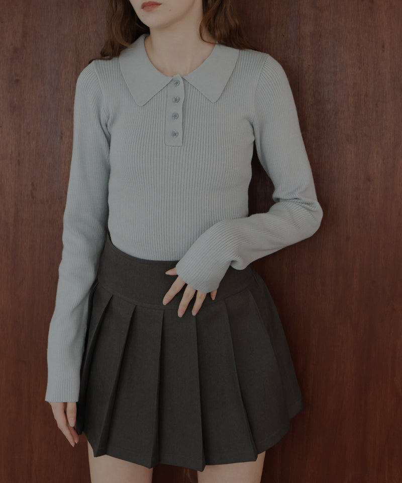 ポロニットボディスーツトップス