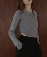 ポロニットボディスーツトップス