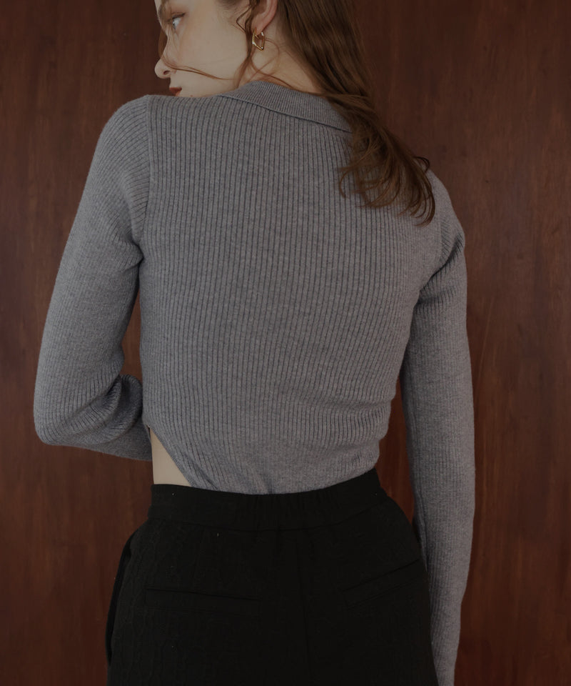 ポロニットボディスーツトップス