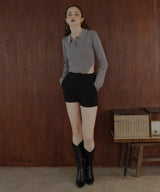 ポロニットボディスーツトップス