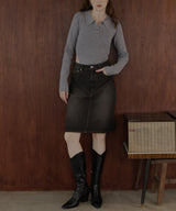 ポロニットボディスーツトップス