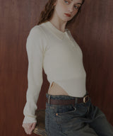 ポロニットボディスーツトップス