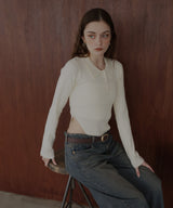 ポロニットボディスーツトップス