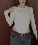 ポロニットボディスーツトップス