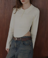 ポロニットボディスーツトップス