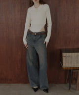 ポロニットボディスーツトップス