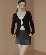 フロントオープンリブニットトップス