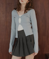 フロントオープンリブニットトップス