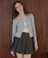 フロントオープンリブニットトップス