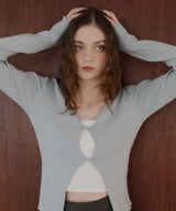 フロントオープンリブニットトップス