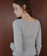 フロントオープンリブニットトップス