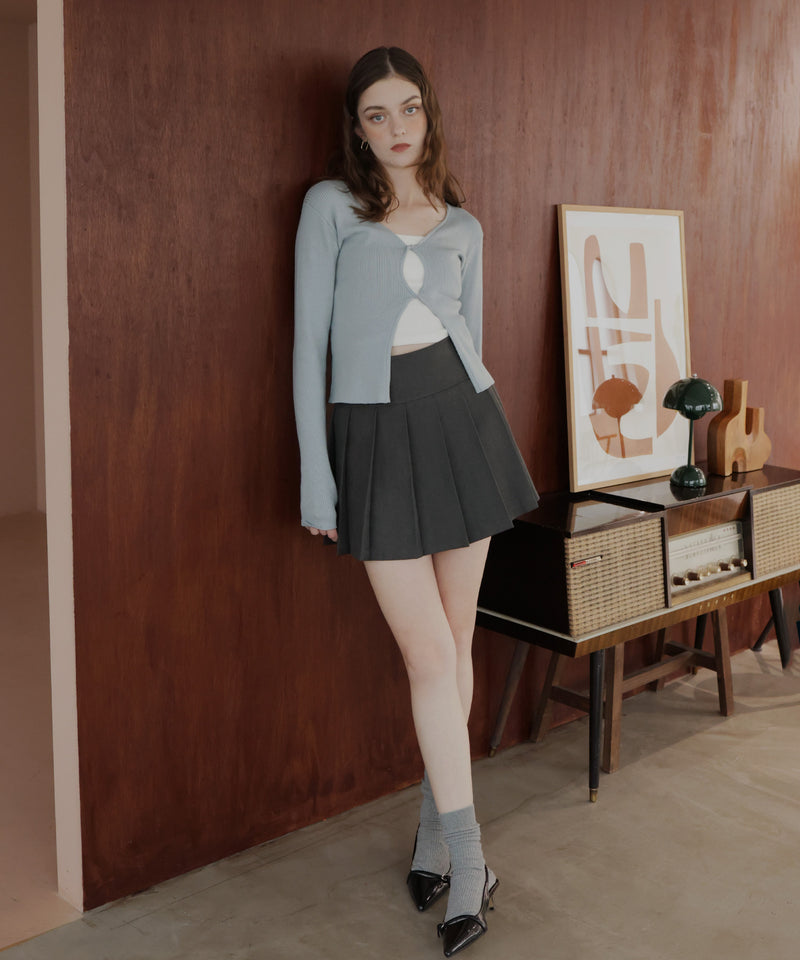 フロントオープンリブニットトップス