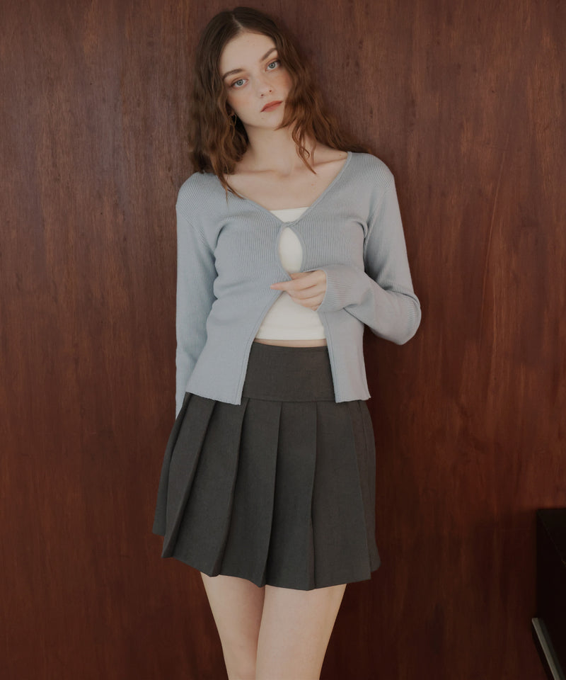 フロントオープンリブニットトップス