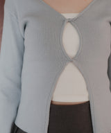 フロントオープンリブニットトップス