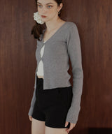 フロントオープンリブニットトップス