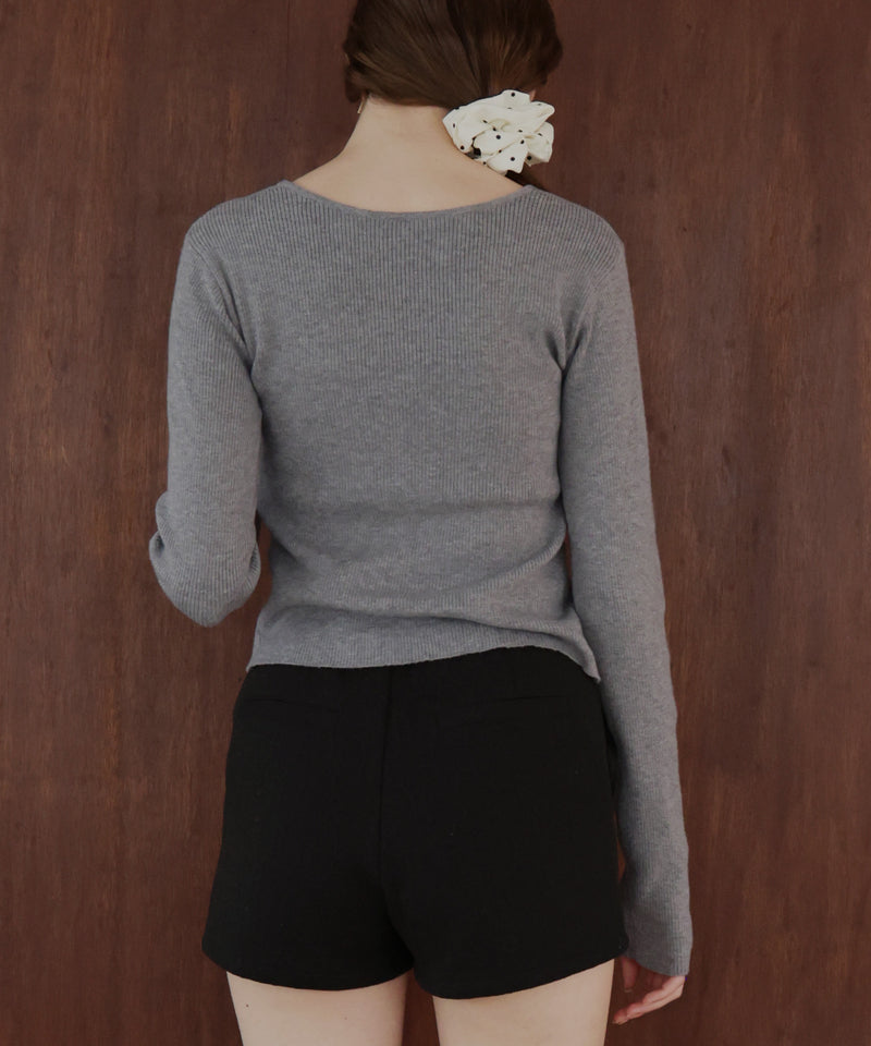 フロントオープンリブニットトップス