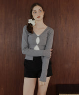 フロントオープンリブニットトップス