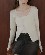フロントオープンリブニットトップス