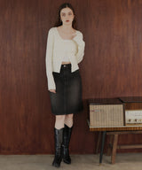 フロントオープンリブニットトップス