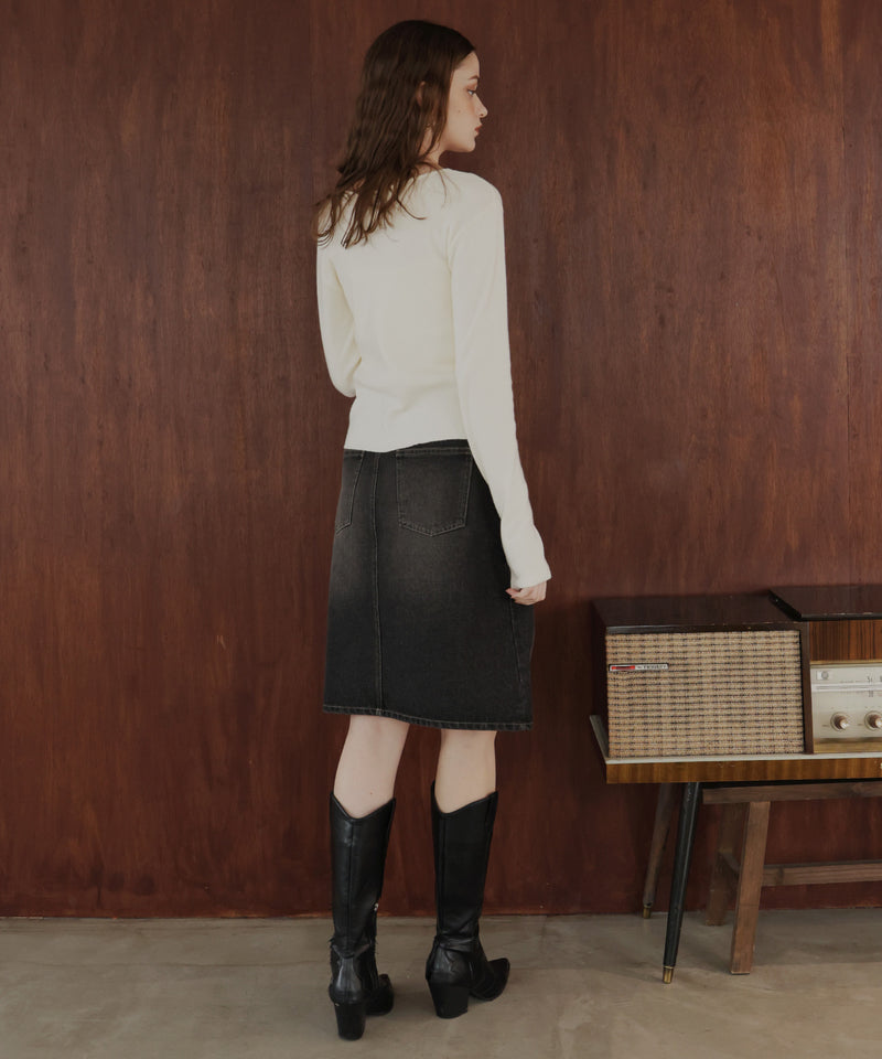 フロントオープンリブニットトップス