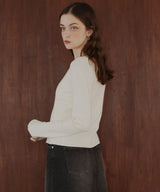 フロントオープンリブニットトップス