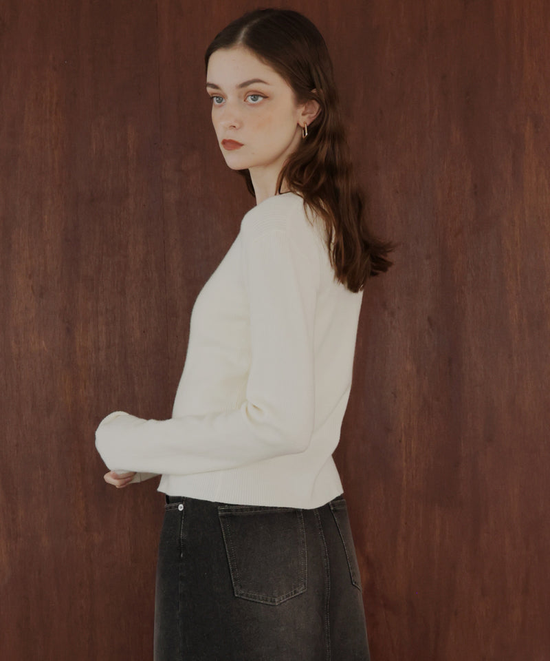 フロントオープンリブニットトップス