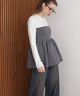 ペプラムフリルビスチェニットコンビTシャツ