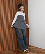 ペプラムフリルビスチェニットコンビTシャツ