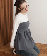 ペプラムフリルビスチェニットコンビTシャツ