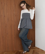 ペプラムフリルビスチェニットコンビTシャツ