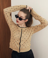 配色ドット柄カーディガン