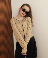 配色ドット柄カーディガン