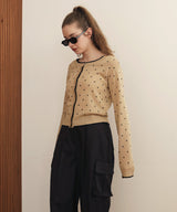 配色ドット柄カーディガン