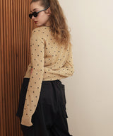 配色ドット柄カーディガン