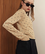 配色ドット柄カーディガン