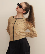 配色ドット柄カーディガン