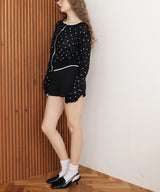 配色ドット柄カーディガン