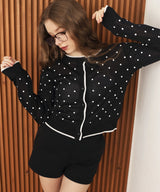 配色ドット柄カーディガン